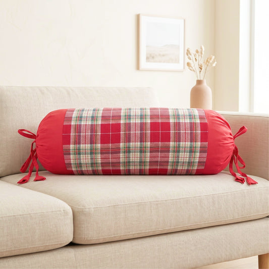Red Check Bolster Cover