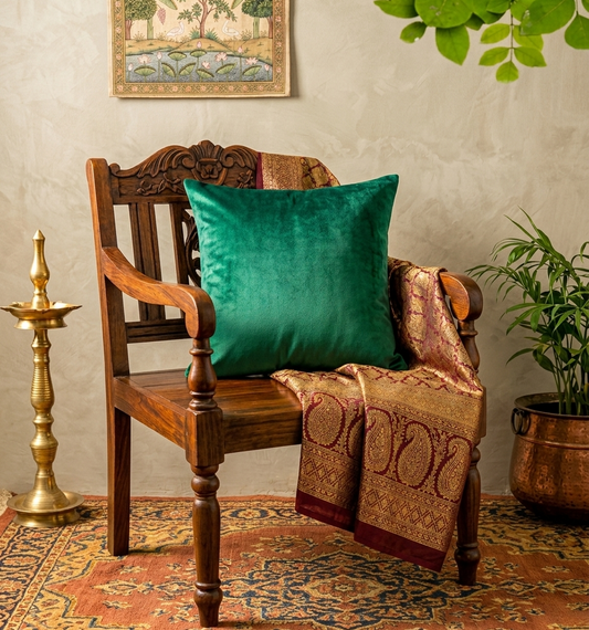 Velvet Green Cushion Cover 16"x16"
