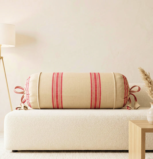 Light Yellow Red Bolster Cover