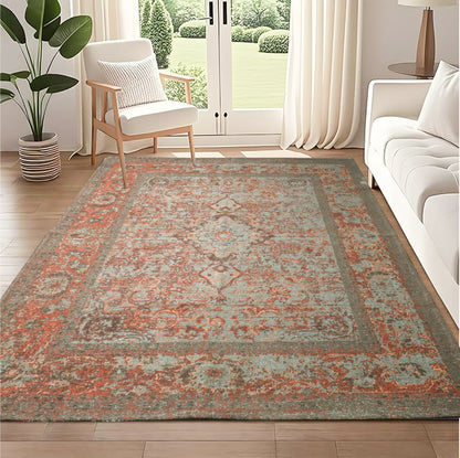 Pure Cotton Floor Rug – Green Multi | Hand-Knitted | 4x6 Feet (48x72 Inches)