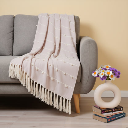 Hand-Knitted All Season Throw Blanket – Cotton Blend | Summer Pink | 80x52 Inches