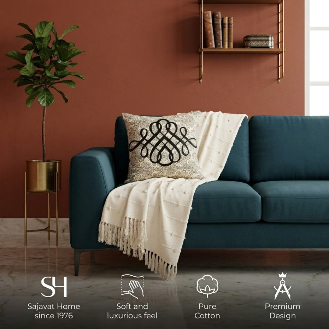 Beige Sofa Throw & Cushion Cover