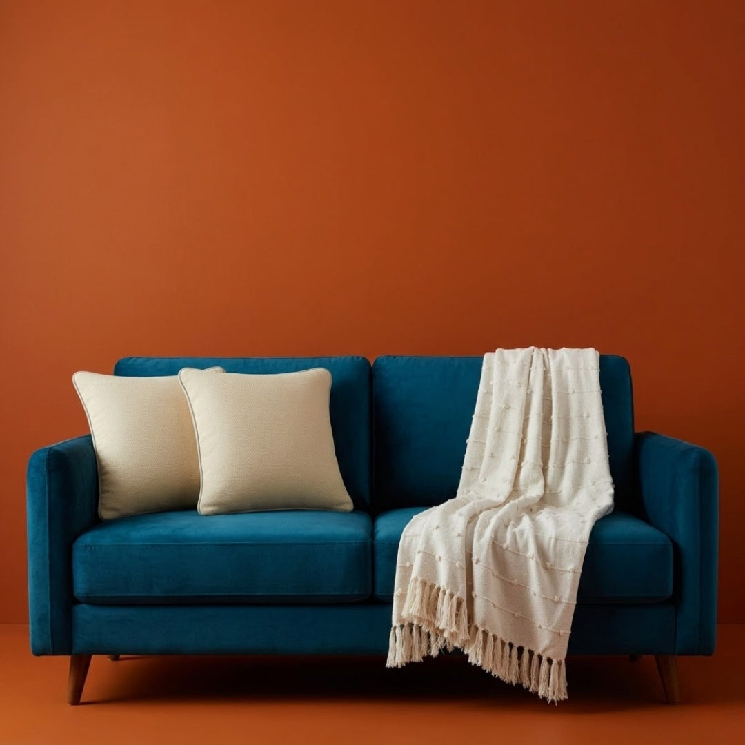 Beige Throw & 2 Cushion Covers