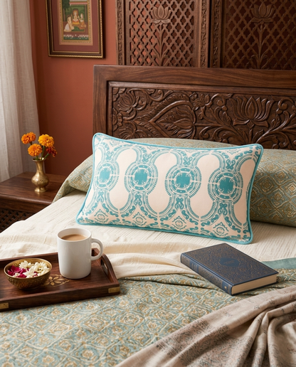 Beige & Blue Pillow Cover