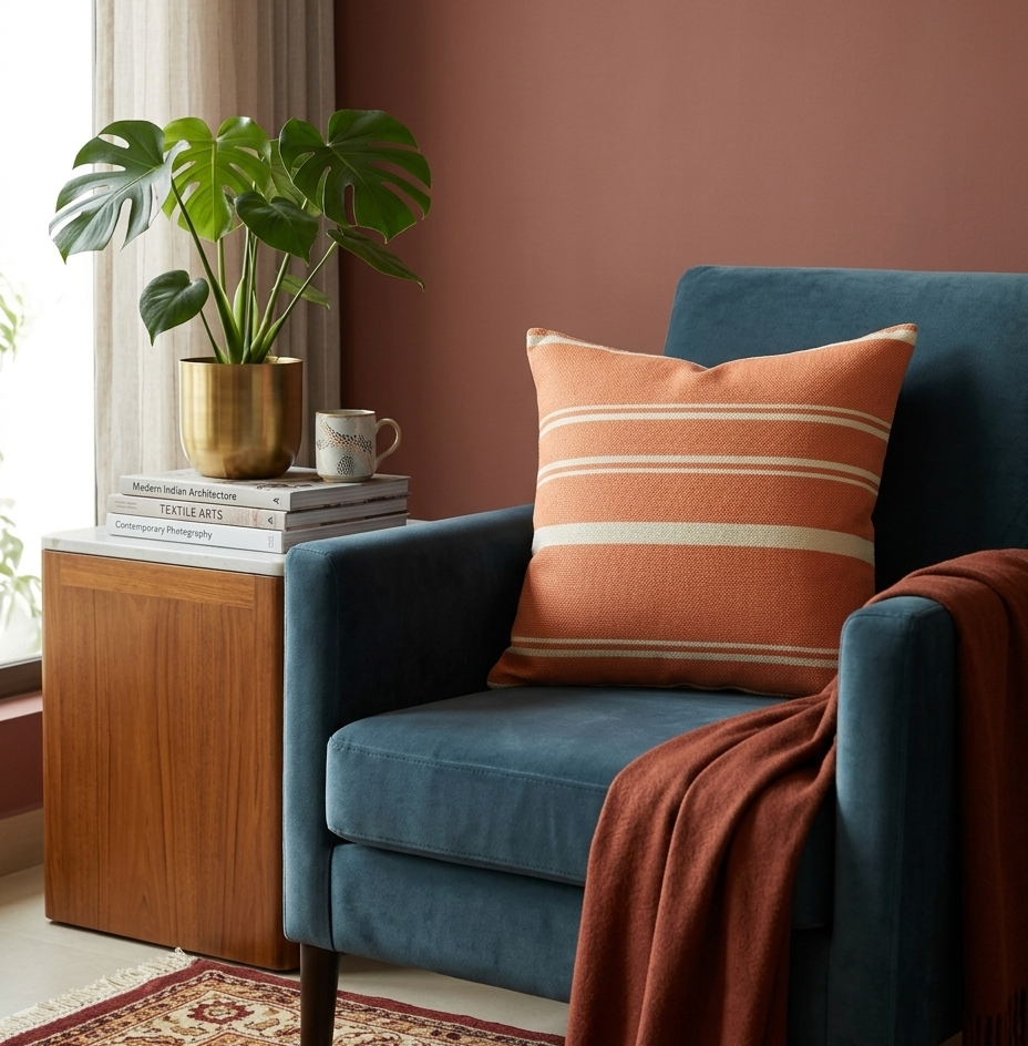 Peach & White Cushion Cover