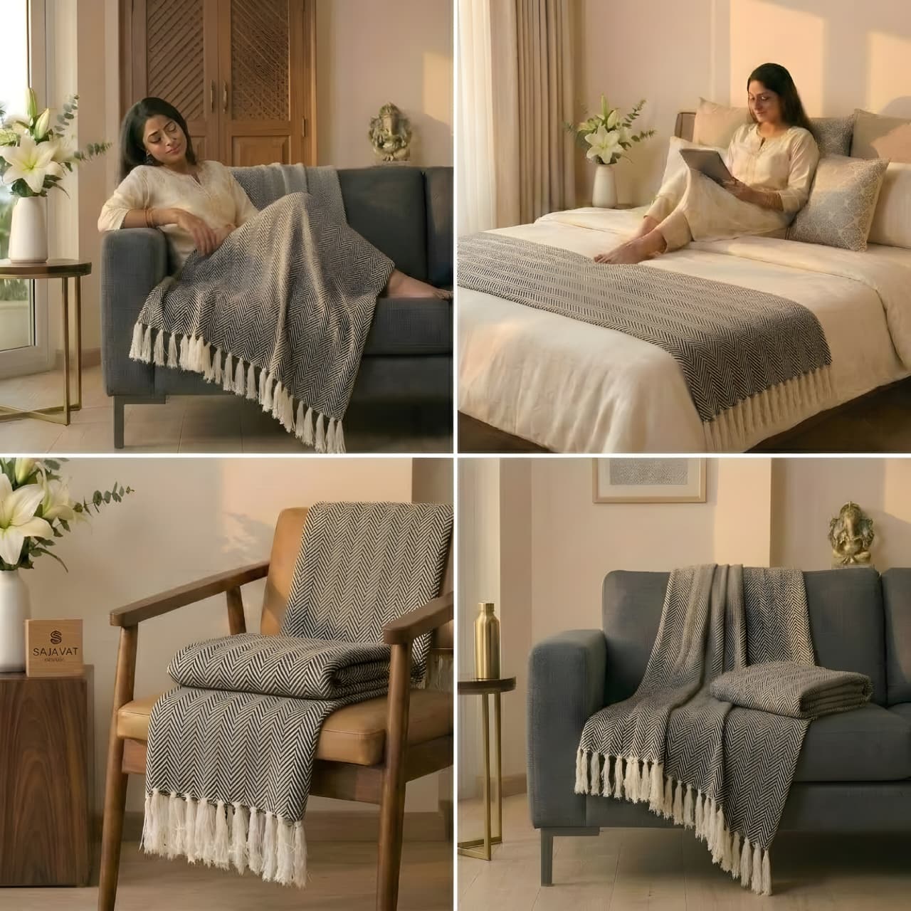 Brown Beige Throw