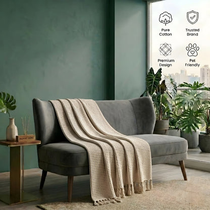 Honeycomb Beige Sofa Throw Blanket