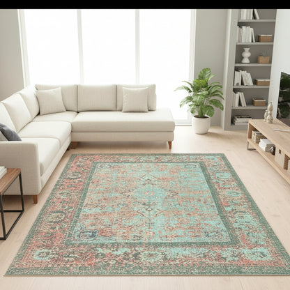 Pure Cotton Floor Rug – Green Multi