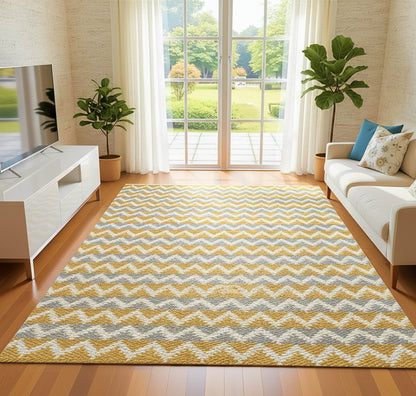 Pure Cotton Floor Rug  – Tuscan Sun Yellow & Grey