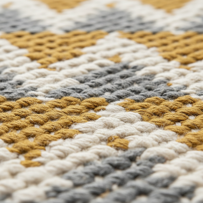 Pure Cotton Floor Rug  – Tuscan Sun Yellow & Grey