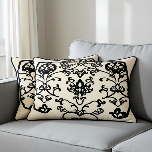 Black & Beige Cushion Cover 21"x27" (Pack of 2)