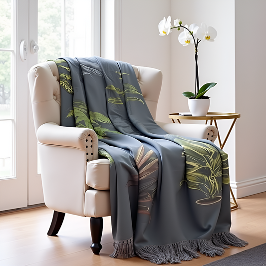 Hand-Knitted All Season Throw Blanket – Velvet | Steel Grey | 70x50 Inches