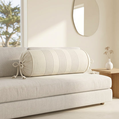 Beige with Grey Pinstripe