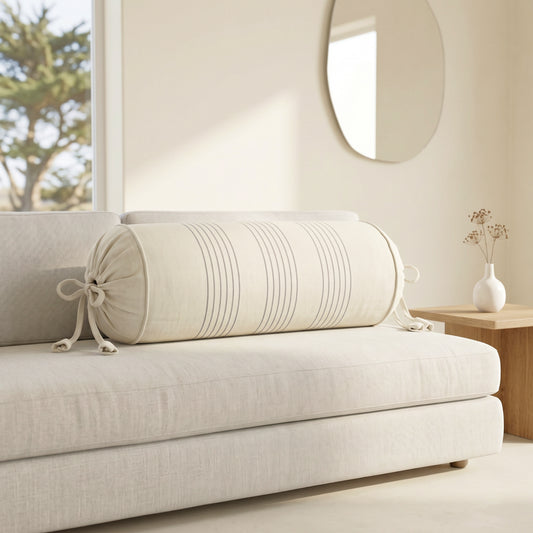 Beige with Grey Pinstripe