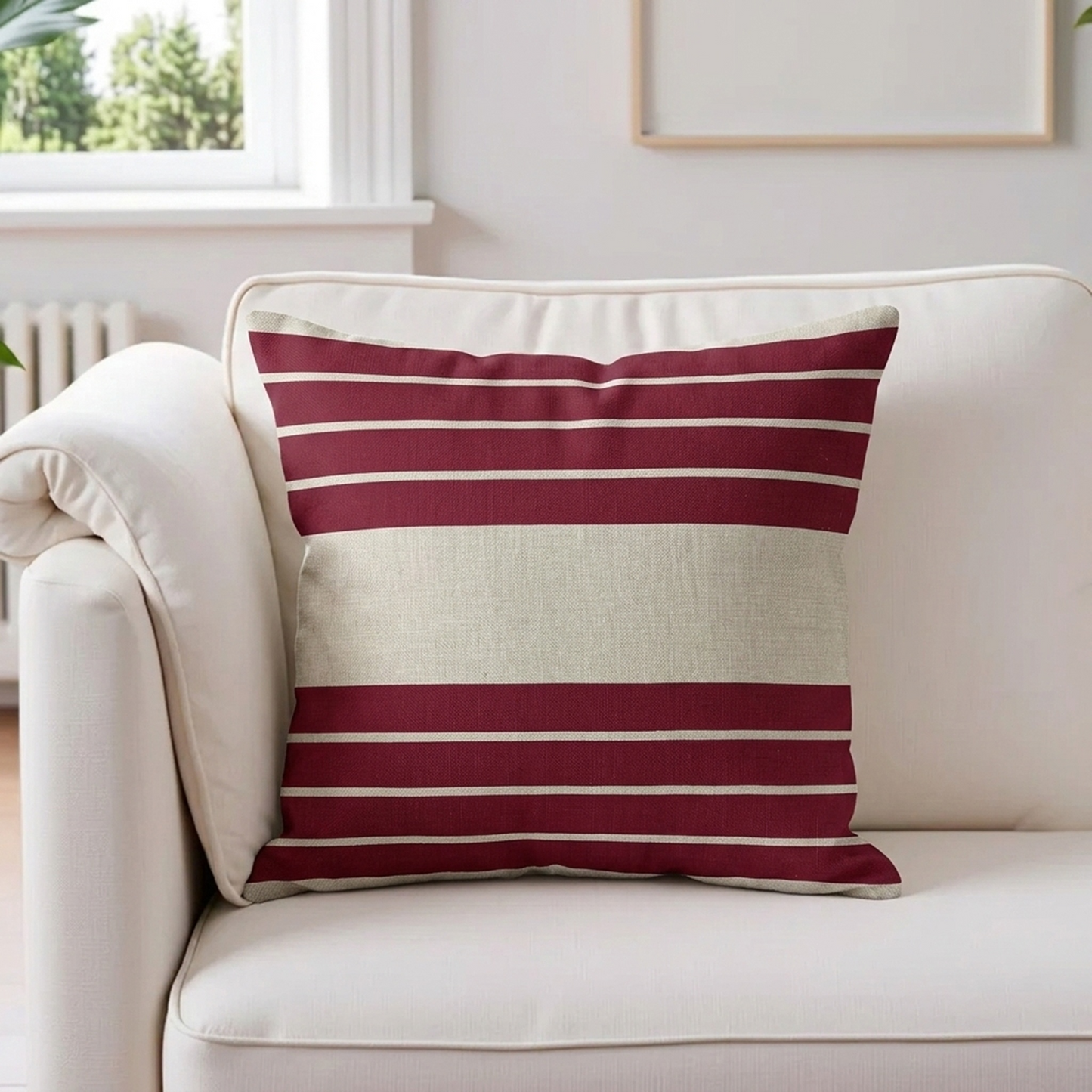 Beige Maroon Cushion Cover