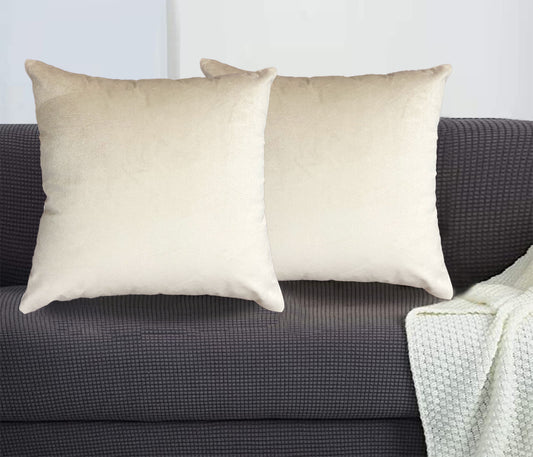 Velvet Cream Cushion Cover 16"x16" (Pack of 2)