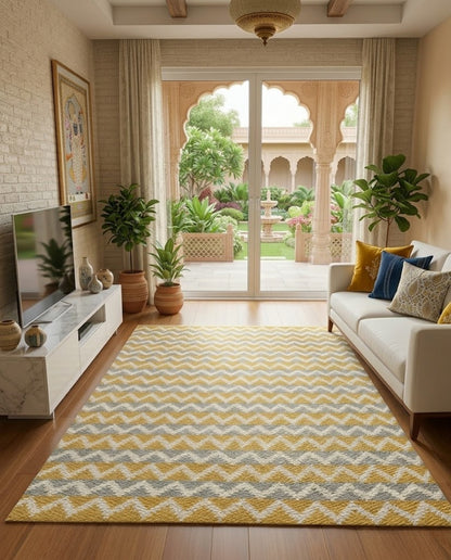 Pure Cotton Floor Rug  – Tuscan Sun Yellow & Grey