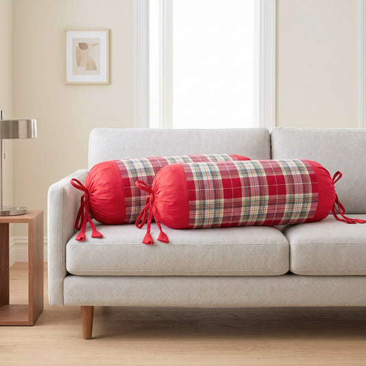 Red Check Bolster Cover
