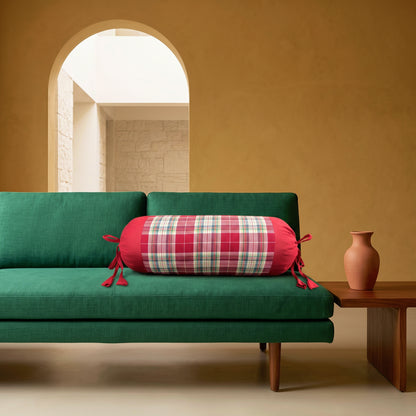 Red Check Bolster Cover