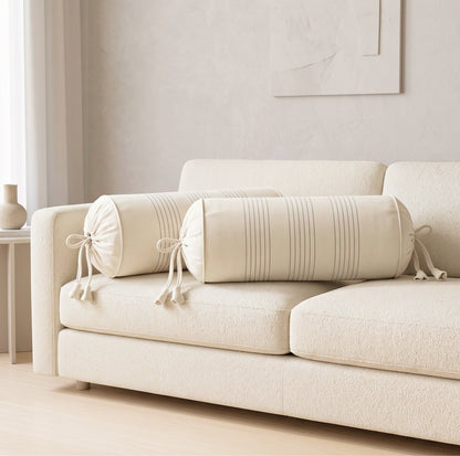 Beige with Grey Pinstripe