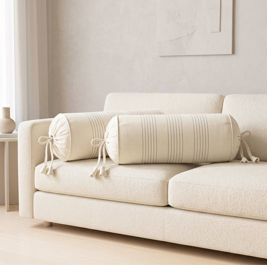 Beige with Grey Pinstripe