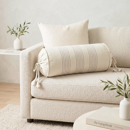 Beige with Grey Pinstripe