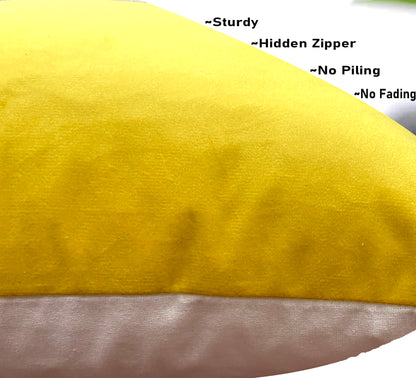 Velvet Yellow Cushion Cover 16"x16" (Pack of 2)